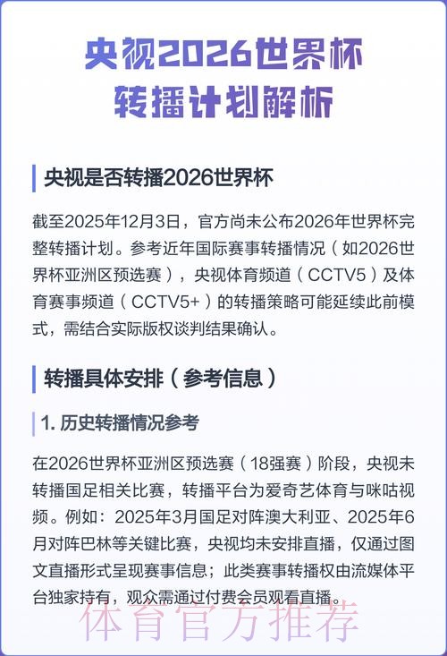 2026世界杯直播策略指南